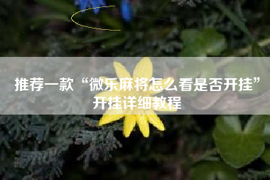 推荐一款“微乐麻将怎么看是否开挂	”开挂详细教程