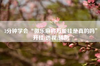 3分钟学会“微乐麻将万能挂是真的吗”开挂(透视)辅助