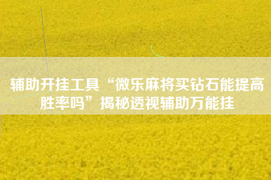 辅助开挂工具“微乐麻将买钻石能提高胜率吗”揭秘透视辅助万能挂