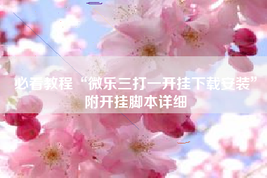 必看教程“微乐三打一开挂下载安装”附开挂脚本详细