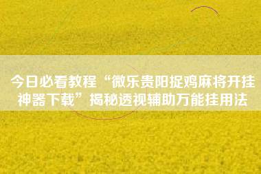 今日必看教程“微乐贵阳捉鸡麻将开挂神器下载”揭秘透视辅助万能挂用法 今日必看教程“微乐贵阳捉鸡麻将开挂神器下载”揭秘透视辅助万能挂用法